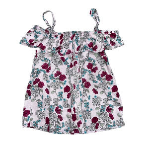 No Comment Blouse Striped Floral Print Tiered Ruffle 16 yrs Sleeve top A004999